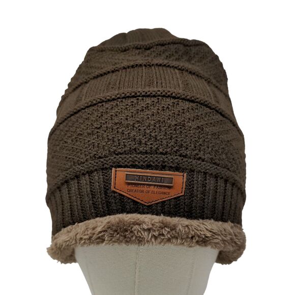 Hindawi Men's Knit Beanie Cap Hat Cable Knit Brown W/Tags 100% Acrylic - Picture 1 of 11